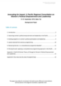 UN Women Background Paper : Pacific Regional Consultation on Women’s Political Empowerment and Leadership