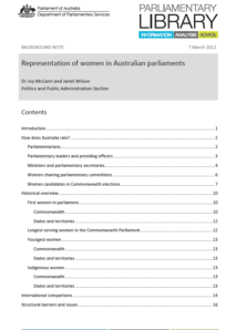 Representation of Women in Australian Parliaments