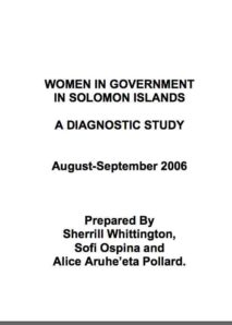 Women in Government in Solomon Islands: A diagnostic study