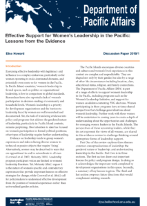 Effective Support for Women’s Leadership in the Pacific: Lessons from the Evidence