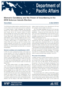 Women’s Candidacy and the Power of Incumbency in the 2019 Solomon Islands Election