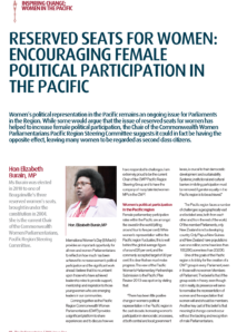 Reserved seats for women: Encouraging female political participation in the Pacific