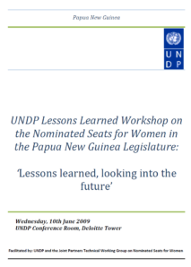 Lessons Learned Report: Nominated Seats for Women in the Papua New Guinea Legislature